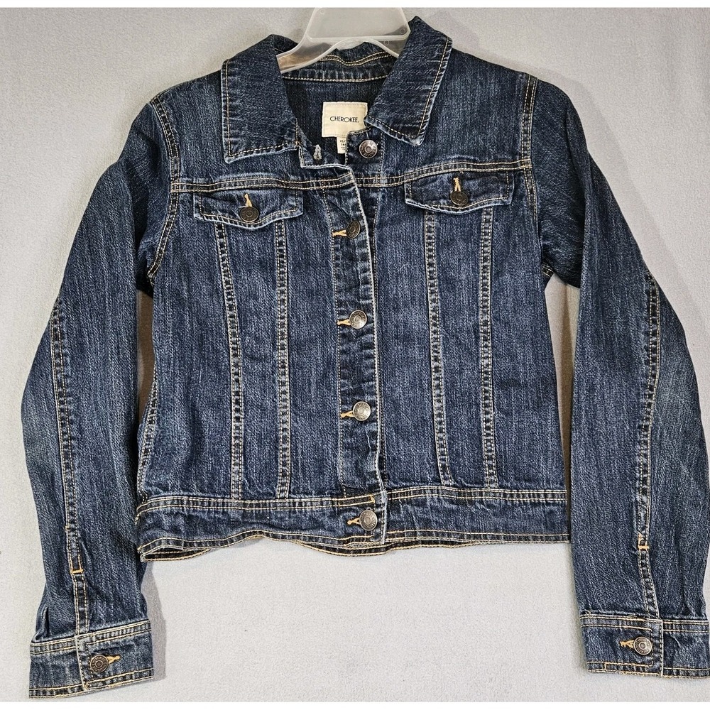 CHEROKEE Denim Button Up Jacket Kid/ Junior Size 14/16 XL/TG Blue Long Sleeve
